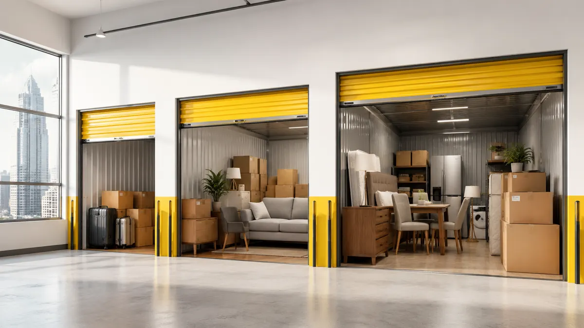 Storage unit sizes compared at a Delight Self Storage facility in Dubai