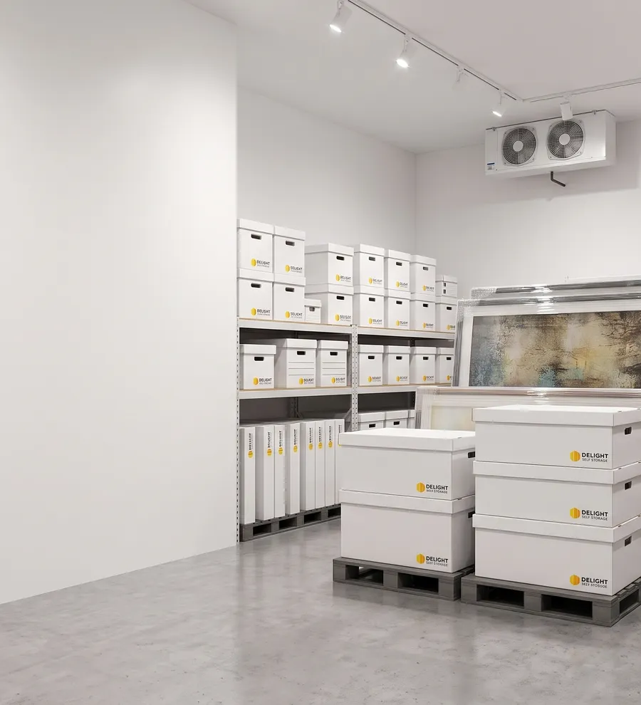 Climate-controlled storage room at a Delight Self Storage facility in the UAE