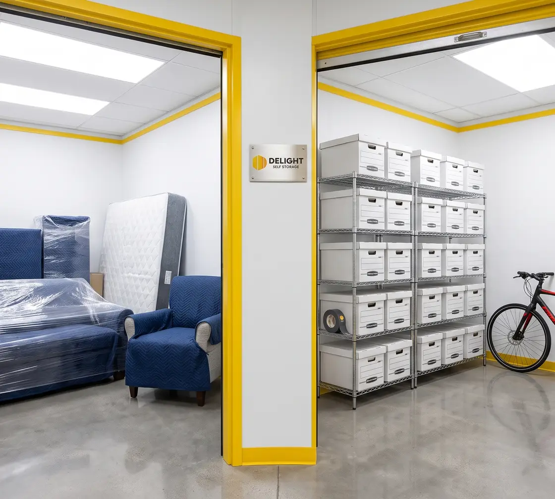 Sofas and household furniture stored under protective covers in Dubai