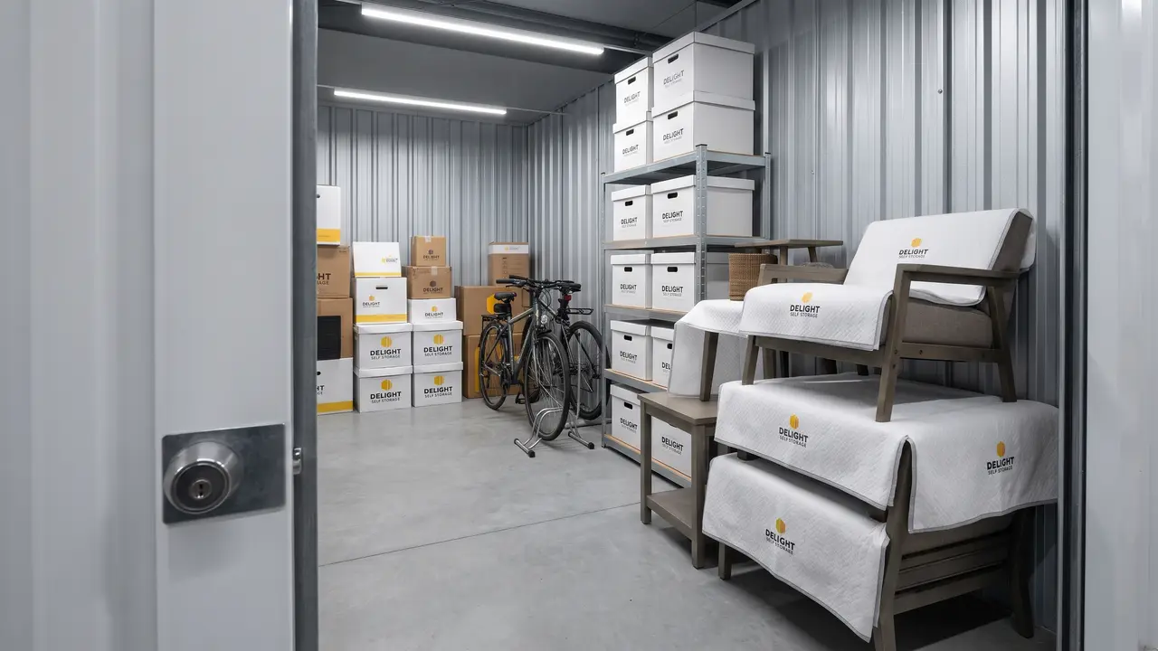 Mattresses and bed frames wrapped for storage at Delight Self Storage in Dubai