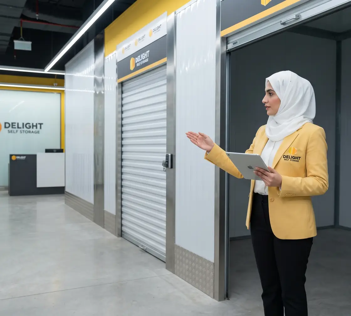 Delight Self Storage adviser at the Abu Dhabi storage facility