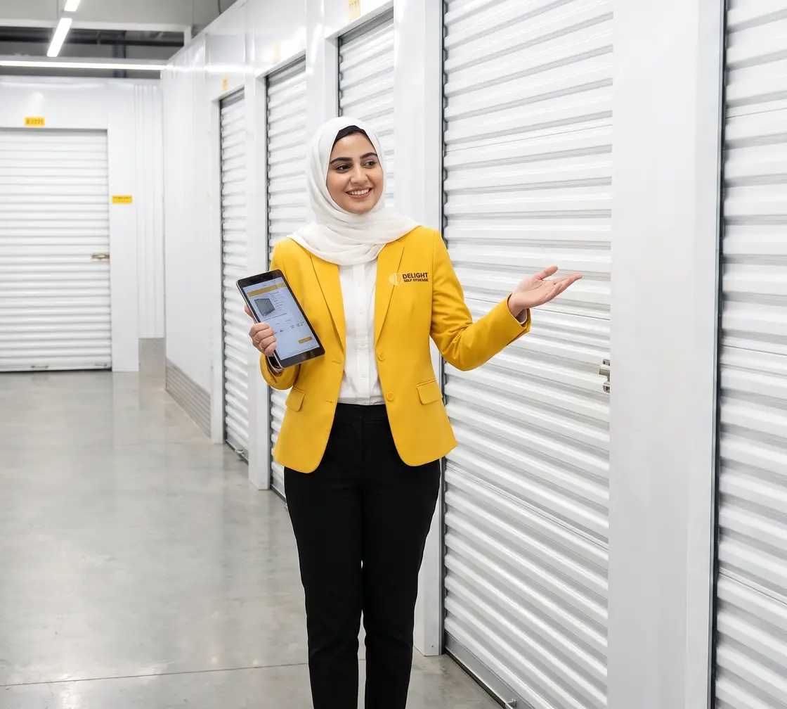 Delight Self Storage adviser at the Ras Al Khaimah storage facility