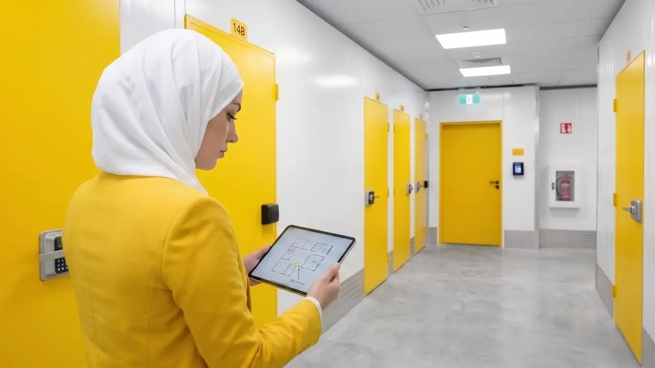 Delight Self Storage adviser explaining unit options to a customer in Ras Al Khaimah