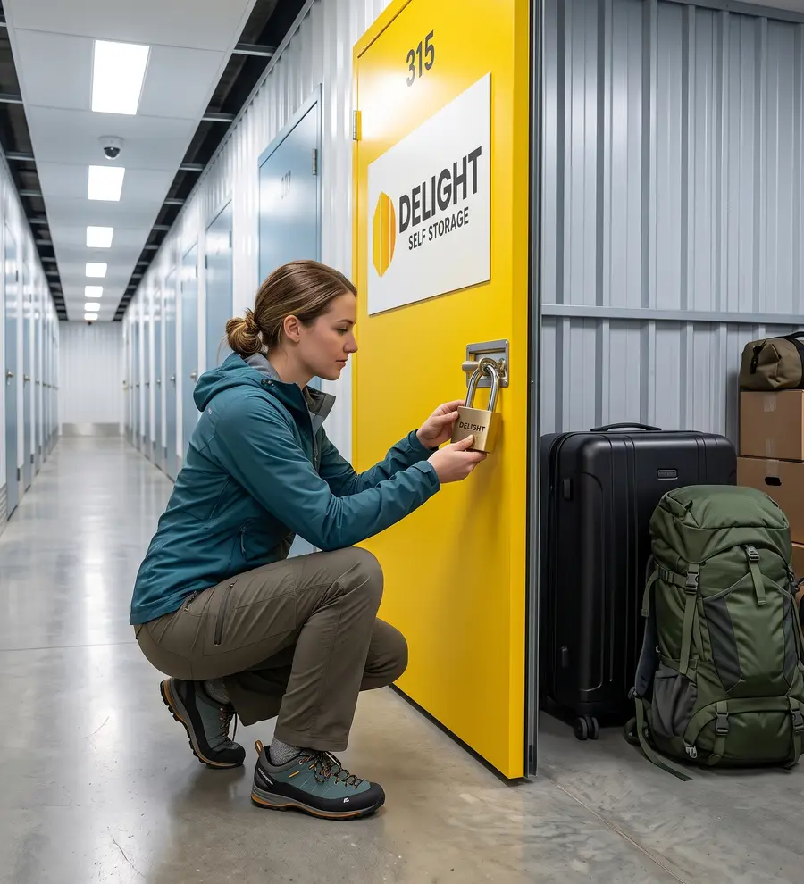 Travellers storing suitcases and bags at Delight Self Storage in Ras Al Khaimah