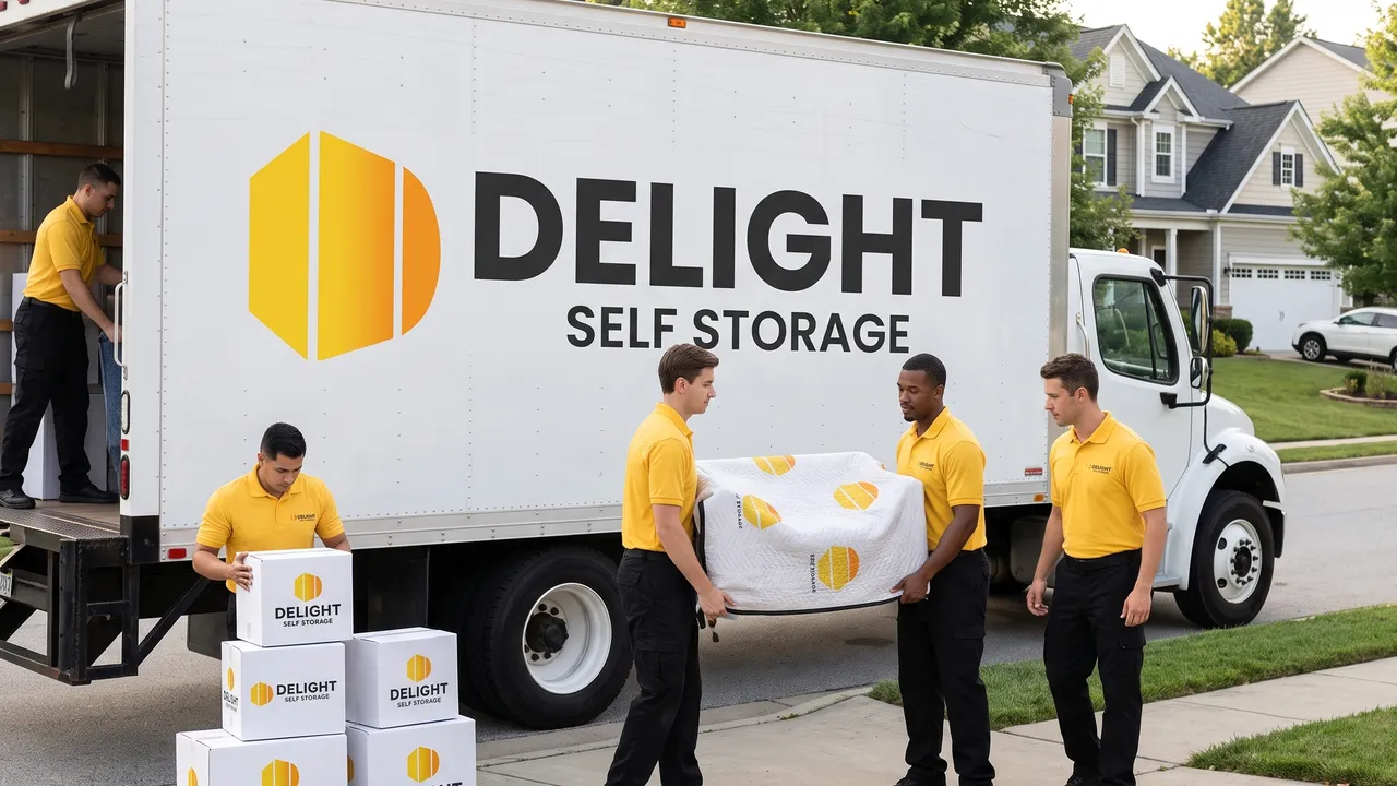 Delight Self Storage movers packing items for transport in Dubai