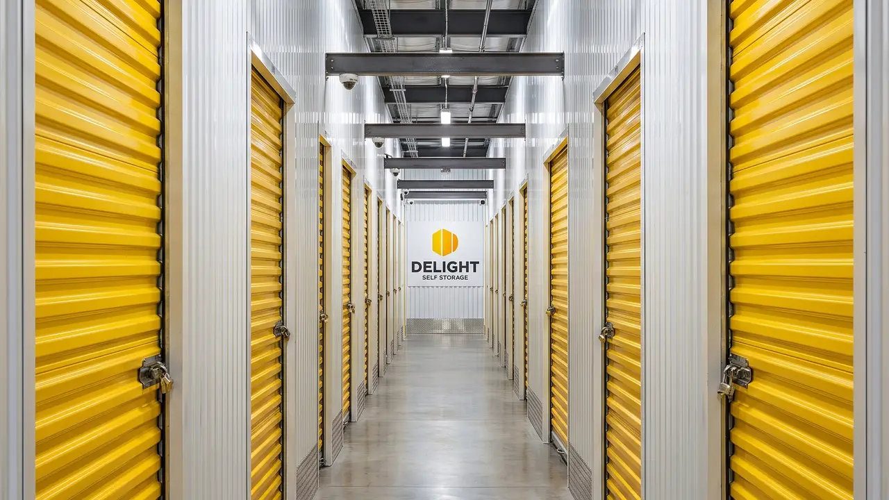 Forklift moving pallets inside the Delight Self Storage warehouse in Abu Dhabi