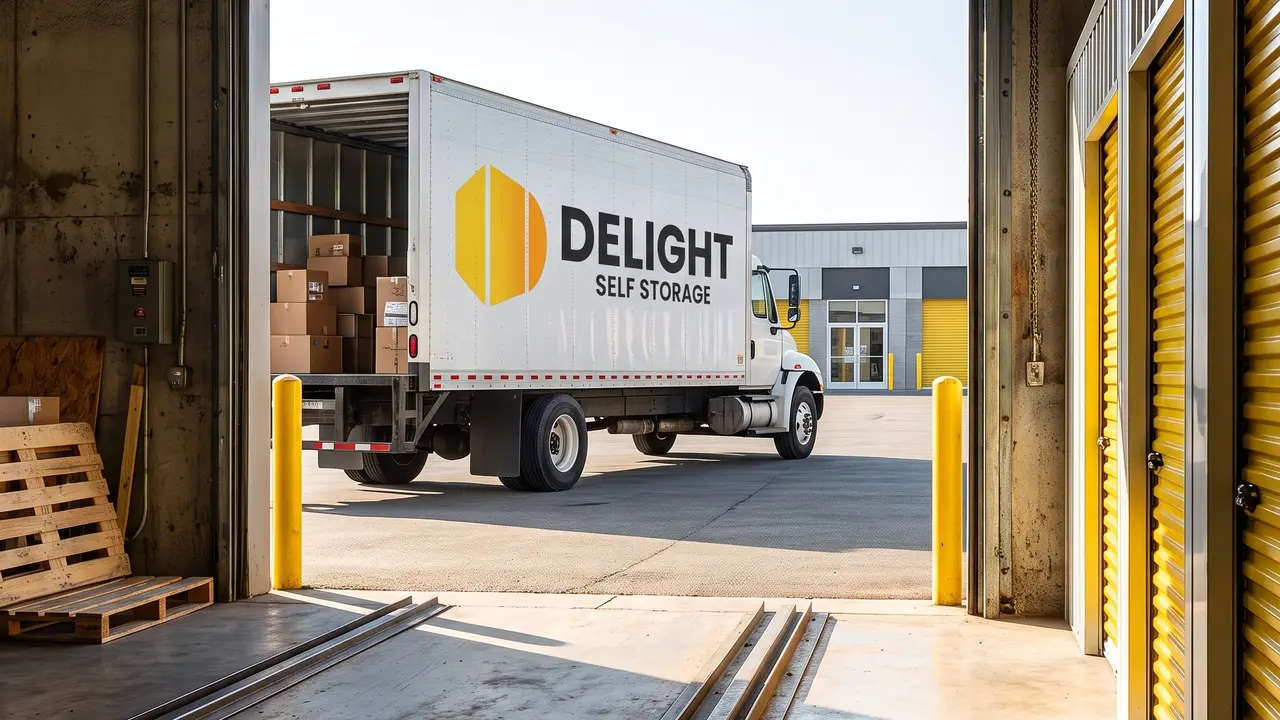 Warehouse storage aisle with pallet racking at Delight Self Storage in Dubai